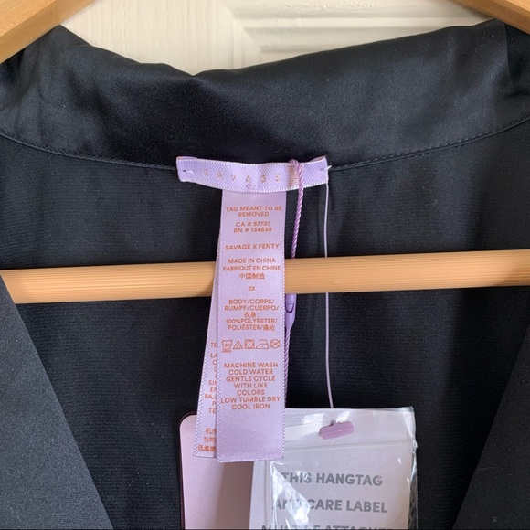 Savage x Fenty SATIN PAJAMA TOP (black/caviar) - Picture 4 of 5